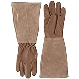 Amazon Basics Leather Gardening Gloves with Forearm...